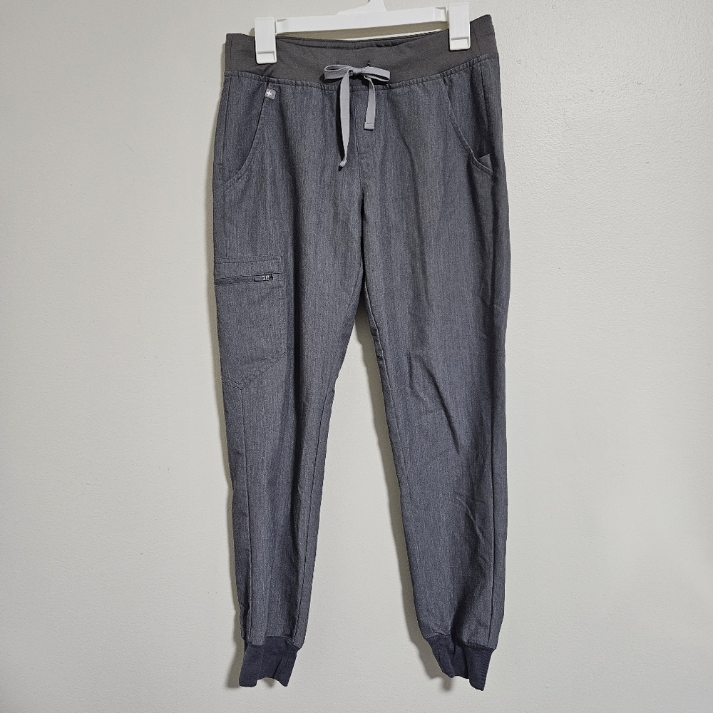 FIGS Zamora Jogger Scrub Pants Women Small Stretch Waist Grey
